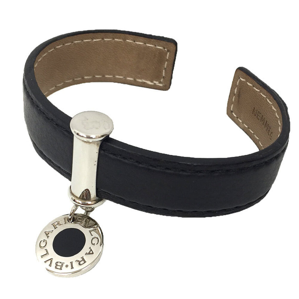 BVLGARI Black Leather Charm Bracelet